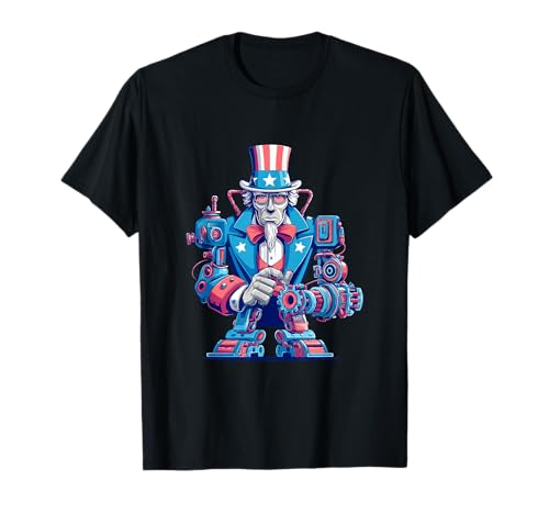 Lustiges patriotisches Roboter-Kostüm für Erwachsene und Kinder T-Shirt von Robot US Sam Outfit