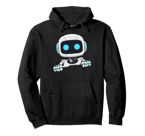 Niedliches Robotergesicht Sieht aus zerrissenem Stoff AI Roboter Kinder Pullover Hoodie von Robot face torn fabric