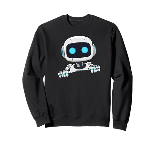 Niedliches Robotergesicht Sieht aus zerrissenem Stoff AI Roboter Kinder Sweatshirt von Robot face torn fabric