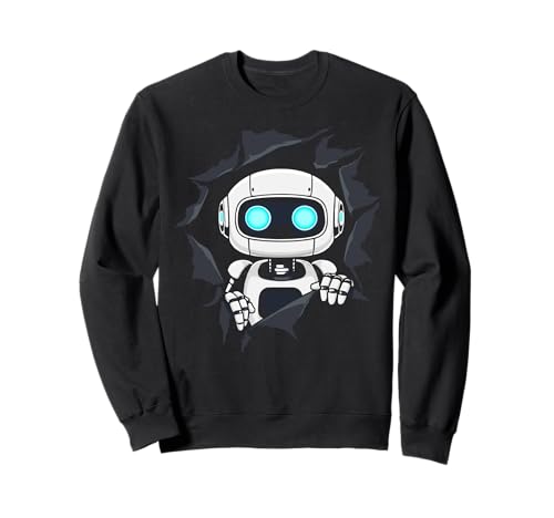 Süße Roboter sieht aus zerrissenem Stoff AI Roboter Kinder Männer Frauen Sweatshirt von Robot torn fabric