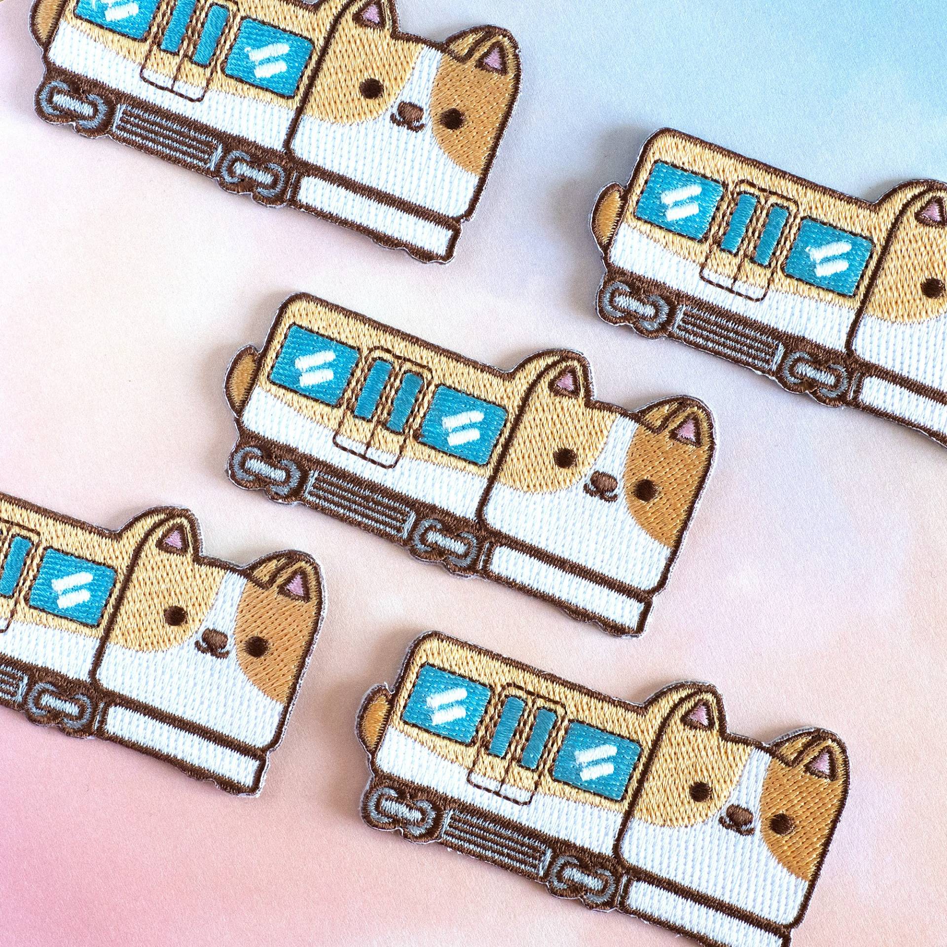 Corgis Zug Gestickt Eisen Auf Patch, Niedlichen Shirt Applikation, Stickerei Emblem, Mädchen Jacke Patches von RobotDanceBattle