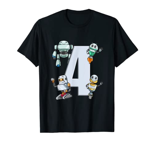 Kinder 4 Jahre Geburtstag - Roboter und Technik T-Shirt Kinder 4 Jahre Geburtstag - Roboter und Technik T-Shirt von Roboter Kindergeburtstag - 4 Jahre Geschenk Shirt