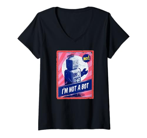 Damen Roboter Vintage, I am not a bot, Technik Gamer Geschenk T-Shirt mit V-Ausschnitt Damen Roboter Vintage, I am not a bot, Technik Gamer Geschenk T-Shirt mit V-Ausschnitt von Roboter Vintage, I am not a bot, Technik Gamer