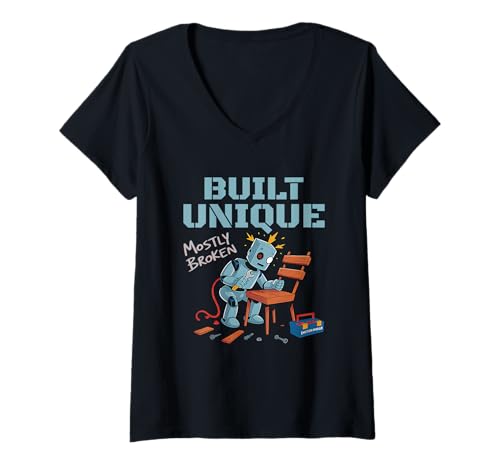 Damen Einzigartiger Roboterspaß T-Shirt mit V-Ausschnitt Damen Einzigartiger Roboterspaß T-Shirt mit V-Ausschnitt von Robotics Humor Built Unique Emotion