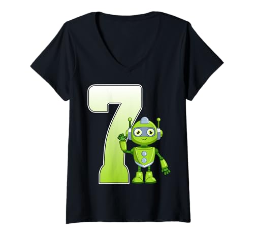 Damen Kinder 7 Jahre alt Roboter Robotik 7. Geburtstag Party T-Shirt mit V-Ausschnitt Damen Kinder 7 Jahre alt Roboter Robotik 7. Geburtstag Party T-Shirt mit V-Ausschnitt von Robotics Robot 7th Birthday Gifts Co.