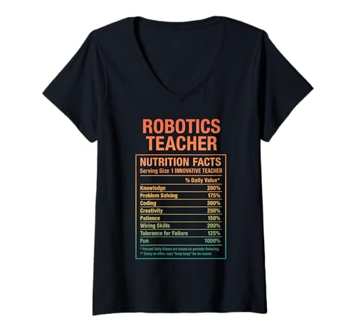 Damen Fakten zum Lehrer Robotik T-Shirt mit V-Ausschnitt Damen Fakten zum Lehrer Robotik T-Shirt mit V-Ausschnitt von Robotics Teacher Facts Gifts