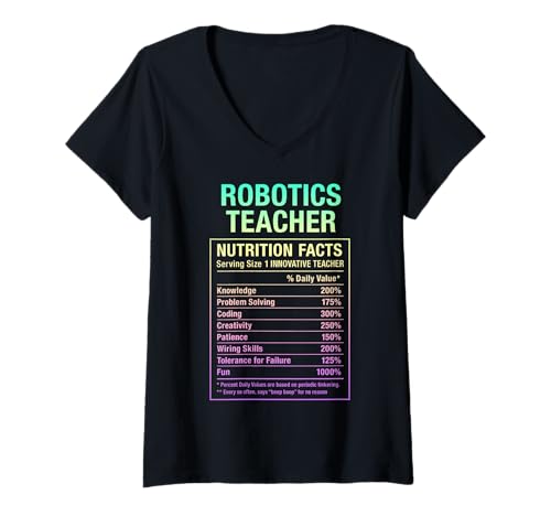 Damen Fakten zum Lehrer Robotik T-Shirt mit V-Ausschnitt Damen Fakten zum Lehrer Robotik T-Shirt mit V-Ausschnitt von Robotics Teacher Facts Gifts