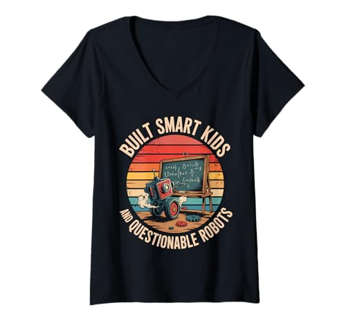 Damen Robotik Lehrer Lustige Vintage Robotik Lehrer T-Shirt mit V-Ausschnitt Damen Robotik Lehrer Lustige Vintage Robotik Lehrer T-Shirt mit V-Ausschnitt von Robotics Teacher Vintage Robotics instructors Tees