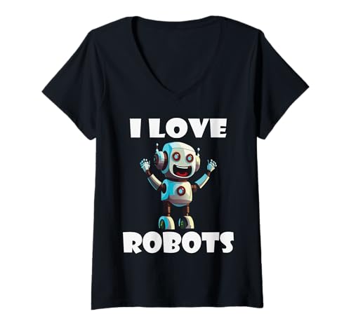 Damen Ich liebe Roboter, lustige Roboter T-Shirt mit V-Ausschnitt Damen Ich liebe Roboter, lustige Roboter T-Shirt mit V-Ausschnitt von Robots, Space Tech and Robotics