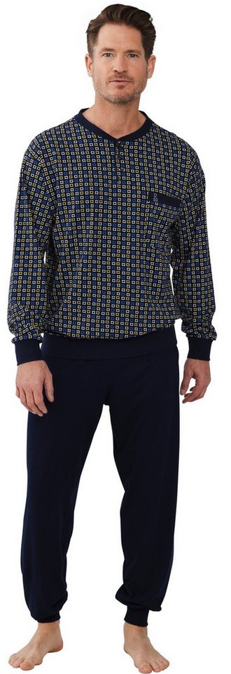 Robson Schlafanzug Herren Pyjama lang mit Bündchen (2 tlg) Baumwolle von Robson