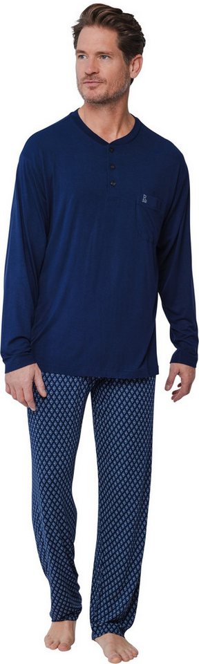 Robson Schlafanzug Herren Pyjama lang mit Knopfleiste (2 tlg) Zeitloses Design von Robson