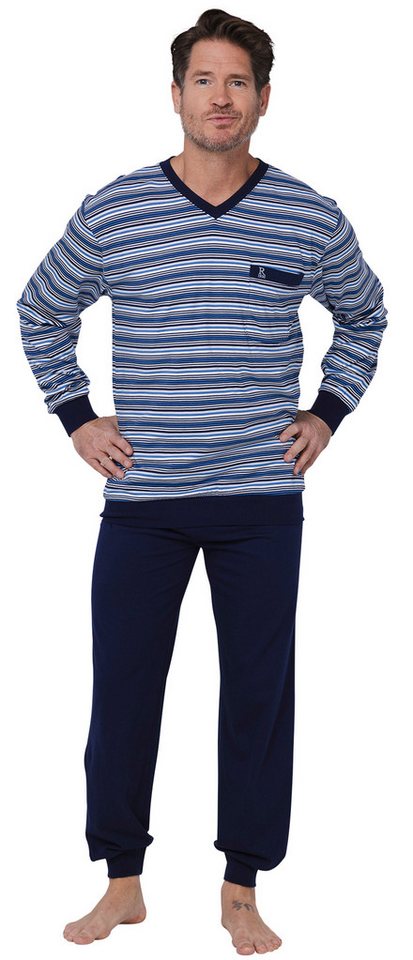 Robson Schlafanzug Herren Pyjama mit Bündchen (2 tlg) Baumwolle von Robson