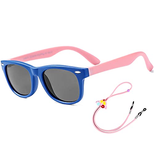 Rocf Rossini Kinder Sonnenbrille Flexibel Polarized Shades Mädchen Jungen UV-Schutz Brillen für Alter 2-8 (Blau/Pink) von Rocf Rossini