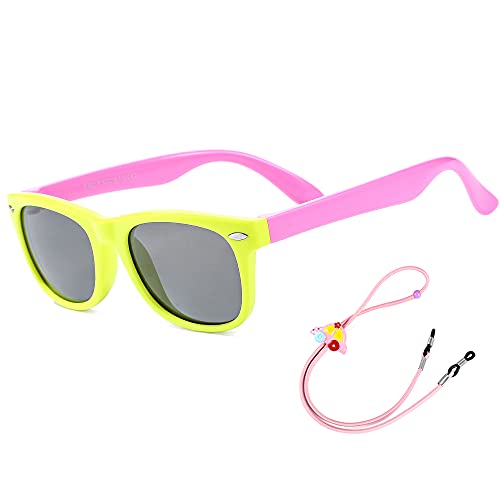 Rocf Rossini Kinder Sonnenbrille Flexibel Polarized Shades Mädchen Jungen UV-Schutz Brillen für Alter 2-8 (Brilliant Yellow/Pink) von Rocf Rossini