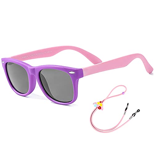 Rocf Rossini Kinder Sonnenbrille Flexibel Polarized Shades Mädchen Jungen UV-Schutz Brillen für Alter 2-8 (Lila/Pink) von Rocf Rossini