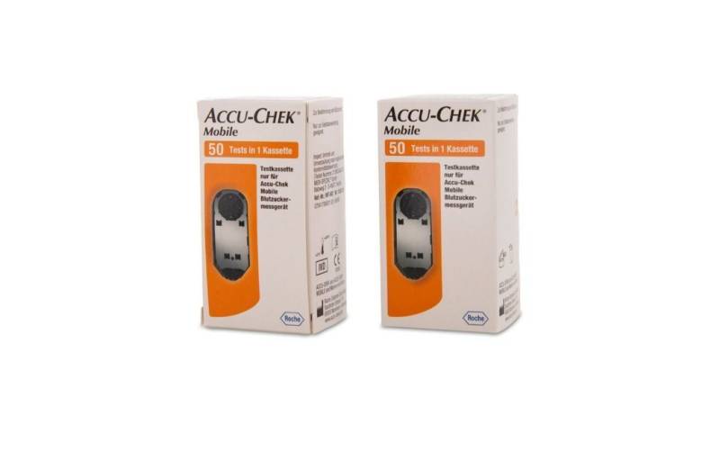 Roche Blutzucker-Teststreifen Accu-Chek Mobile Testkasette, Spar-Set, 100-tlg., Innovatives kontrollieren des Blutzuckerspiegels, Innovative Diabeteskontrolle, Ohne Streifenwechsel von Roche