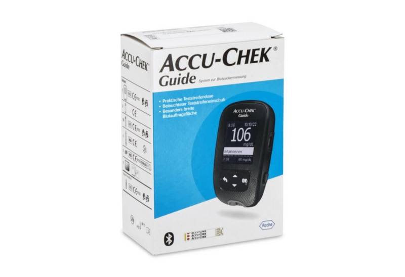 Roche Blutzuckermessgerät Accu-Chek Guide mmol oder mgdl, Starterset, Diabetesüberwachung, mit Bluetooth und App, Großes beleuchtetes Display, Integrierter Auswurfknopf Roche Blutzuckermessgerät Accu-Chek Guide mmol oder mgdl, Starterset, Diabetesüberwachung, mit Bluetooth und App, Großes beleuchtetes Display, Integrierter Auswurfknopf von Roche