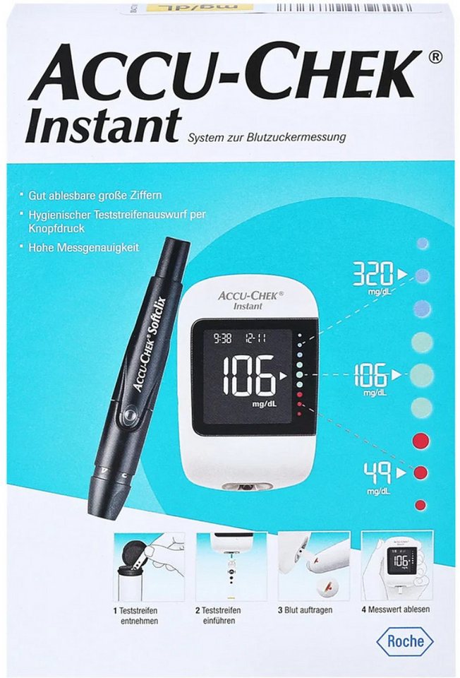 Roche Blutzuckermessgerät Accu-Chek Instant, inkl. Starterset, Hypo- und Hyperglykämie-Warnung, Diabetesüberwachung, intuitive Farbskala auf dem Display Roche Blutzuckermessgerät Accu-Chek Instant, inkl. Starterset, Hypo- und Hyperglykämie-Warnung, Diabetesüberwachung, intuitive Farbskala auf dem Display von Roche