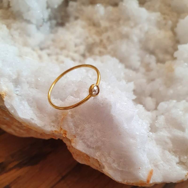 18 Karat Gold Schokolade Diamant Ring Im Rosenschliff Stapelring Größe 6, 5 von Rochejewels