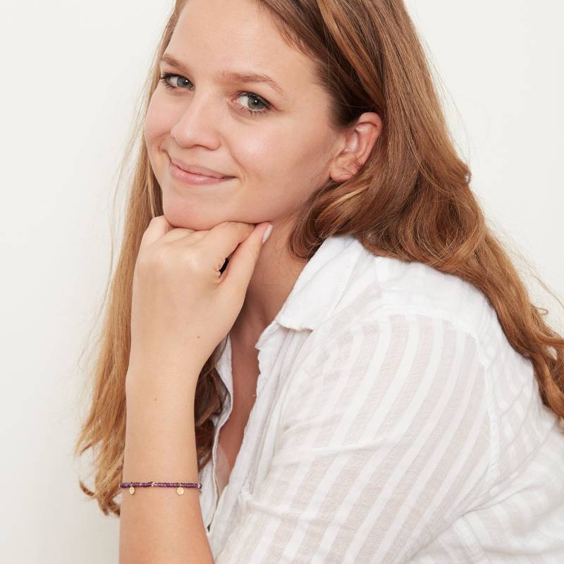 Amethyst Perlen Armband 18K Gold Vermeil Plättchen, Sterling Silber von Rochejewels