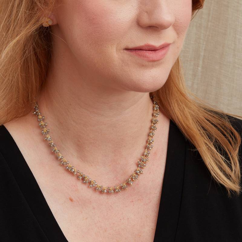 Labradorit Perlenkette 18K Vergoldetes Sterlingsilber Cluster von Rochejewels