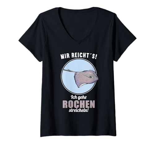 Damen Rochen T-Shirt mit V-Ausschnitt Damen Rochen T-Shirt mit V-Ausschnitt von Rochen Tier Shop