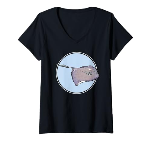 Damen Rochen T-Shirt mit V-Ausschnitt Damen Rochen T-Shirt mit V-Ausschnitt von Rochen Tier Shop