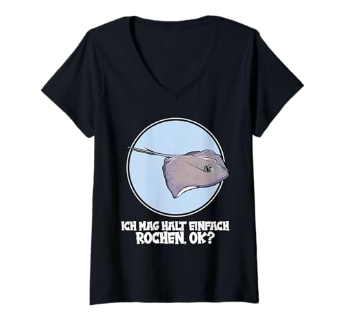 Damen Rochen T-Shirt mit V-Ausschnitt Damen Rochen T-Shirt mit V-Ausschnitt von Rochen Tier Shop