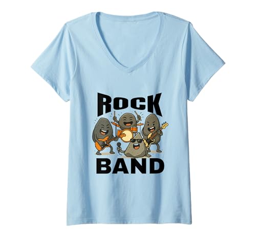 Damen Rocks Band Rock Konzerttrommeln Gitarre Musikliebhaber lustig T-Shirt mit V-Ausschnitt von Rock Band Concert