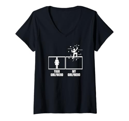 Damen Wall Climbing Your Girlfriend My Girlfriend Funny Bouldern T-Shirt mit V-Ausschnitt Damen Wall Climbing Your Girlfriend My Girlfriend Funny Bouldern T-Shirt mit V-Ausschnitt von Rock Climbing And Bouldering Gifts For Men