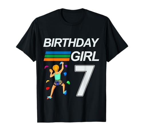 7 Jahre alt Geburtstag Bouldern Klettern für Mädchen T-Shirt von Rock Climbing Mountain Bouldering Gift For Kids