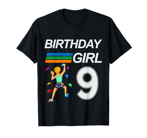 9 Jahre alt Geburtstag Bouldern Klettern für Mädchen T-Shirt von Rock Climbing Mountain Bouldering Gift For Kids