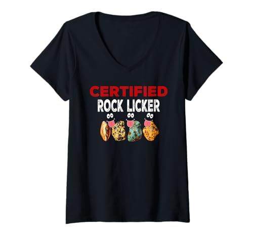 Damen Zertifizierter Rocklicker Funny Rockhound T-Shirt mit V-Ausschnitt Damen Zertifizierter Rocklicker Funny Rockhound T-Shirt mit V-Ausschnitt von Rock Collecting Field Gear Co.