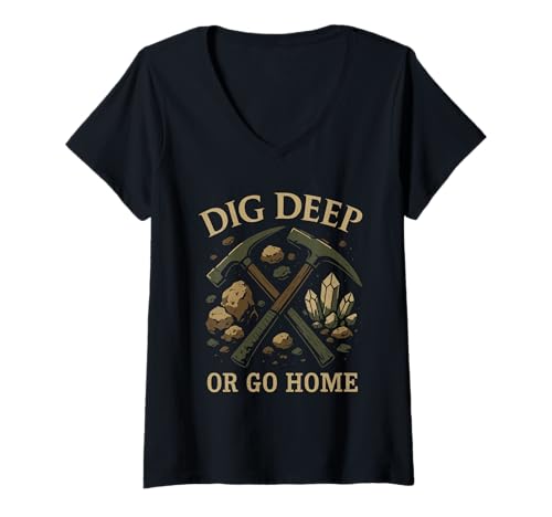 Damen Rock Hound Geology Fossil Hunter Mineralsammler Geschenk T-Shirt mit V-Ausschnitt von Rock Collecting Fossil Hunting Geology Enthusiasts