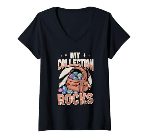 Damen Meine Sammlung Rocks Lustiges Gesteinssammeln Geologie T-Shirt mit V-Ausschnitt Damen Meine Sammlung Rocks Lustiges Gesteinssammeln Geologie T-Shirt mit V-Ausschnitt von Rock Collecting Humor Designs for Rockhounds