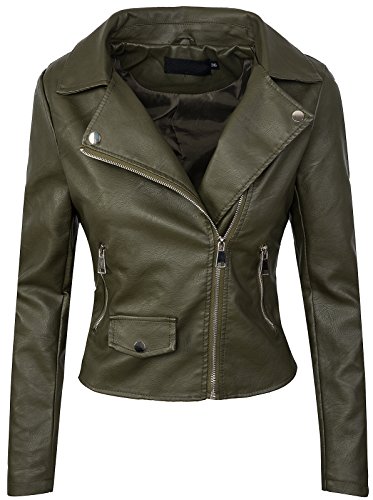 Rock Creek Selection Damen Biker Jacke Lederjacke D-271 [PU-2221B Khaki 38] von Rock Creek Selection