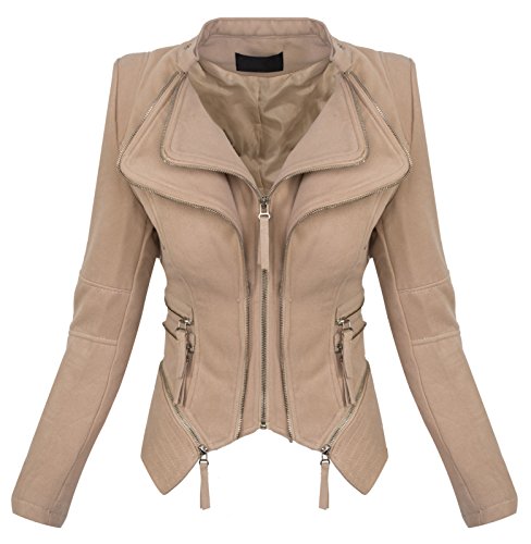 Rock Creek Selection Damen Kunstleder Jacke Sommer Übergangs Kunst Leder Biker Jacket D-370 [WS-935 Beige S] von Rock Creek Selection