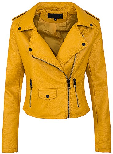 Rock Creek Selection Damen Biker Kunstleder Jacke D-286 [PU-1964 Gelb 38] von Rock Creek Selection