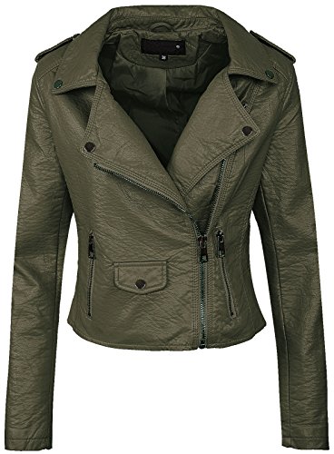 Rock Creek Selection Damen Biker Kunstleder Jacke D-286 [PU-1964 Khaki 38] von Rock Creek Selection