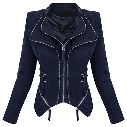 Rock Creek Selection Damen Kunstleder Jacke Sommer Übergangs Kunst Leder Biker Jacket D-370 [WS-935 Navy XL] von Rock Creek Selection