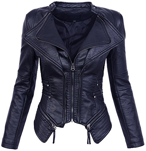 Rock Creek Selection Damen Kunstleder Jacke Übergangs D-305 [WS-901 Navy L] von Rock Creek Selection