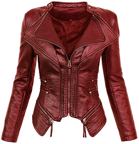 Rock Creek Selection Damen Kunstleder Jacke Übergangs D-305 [WS-901 Weinrot S] von Rock Creek Selection