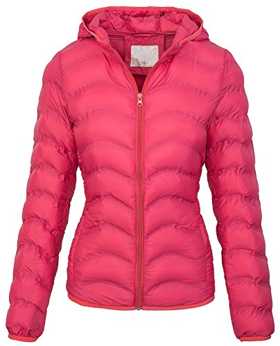 Rock Creek Selection Damen Steppjacke Übergangs Jacke Kapuze Kurzjacke gesteppt Daunen Look [D-207 - WaterlemonRed - Gr. L] von Rock Creek Selection