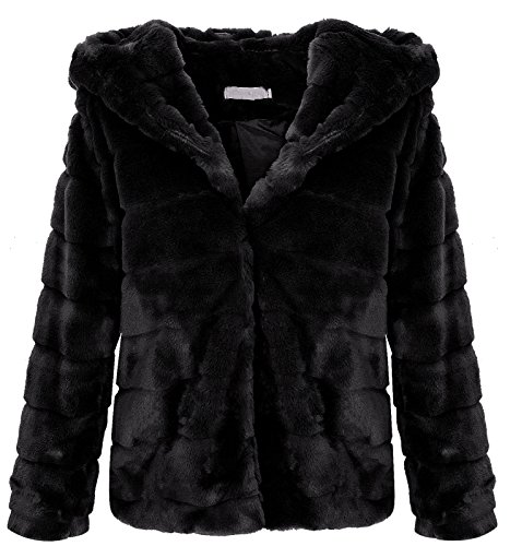 Rock Creek Selection Damen Teddyfell Jacke Kuschelige Fleecejacke Winterjacke mit Kapuze D-384 [F-4000 Black S-M] von Rock Creek Selection