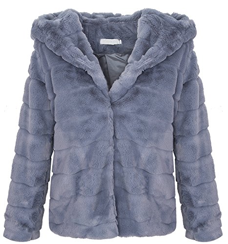 Rock Creek Selection Damen Teddyfell Jacke Kuschelige Fleecejacke Winterjacke mit Kapuze D-384 [F-4000 Grey M-L] von Rock Creek Selection