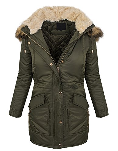 Rock Creek Selection Designer Damen Winter Mantel Jacke Parka lang Winterjacke Wasserfest D-238 [MX702 Grün L] von Rock Creek Selection