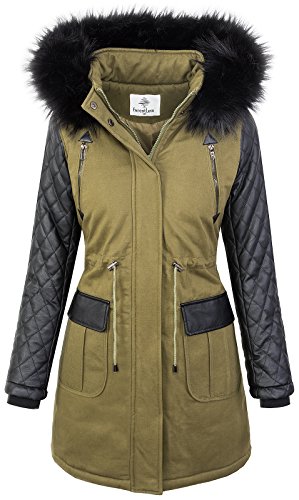 Rock Creek Damen Winter Jacke Parka Outdoorjacke Winterjacken Damenmantel Damenparka Kunstleder Ärmel Kunstpelz Kapuze Bikerstyle Gefüttert D-348 Khaki M Rock Creek Damen Winter Jacke Parka Outdoorjacke Winterjacken Damenmantel Damenparka Kunstleder Ärmel Kunstpelz Kapuze Bikerstyle Gefüttert D-348 Khaki M von Rock Creek