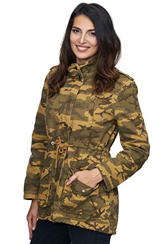 Rock Creek Damen Army Jacke Camouflage Winterjacke Mantel Parka Warm Gefüttert Militärjacke Damenjacken Teddyfutter D-243 Gelb XL von Rock Creek