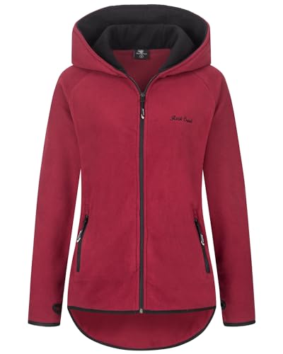 Rock Creek Damen Fleecejacke Mantel Übergangsjacke Windbreaker Fleece Jacken Outdoorjacke Stehkragen Damenjacke Teddyfleece Sweatjacke Pullover D-502 Weinrot L von Rock Creek