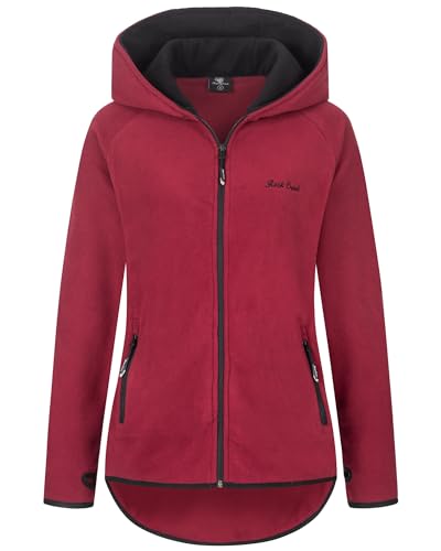 Rock Creek Damen Fleecejacke Mantel Übergangsjacke Windbreaker Fleece Jacken Outdoorjacke Stehkragen Damenjacke Teddyfleece Sweatjacke Pullover D-502 Weinrot XS von Rock Creek